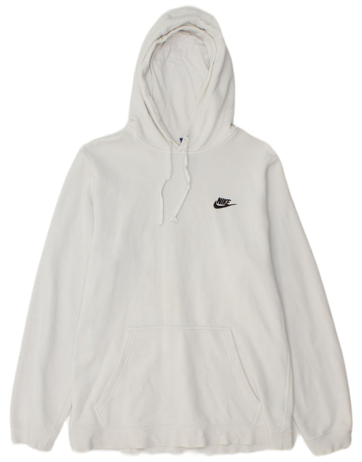 NIKE Mens Hoodie Jumper Large White Cotton