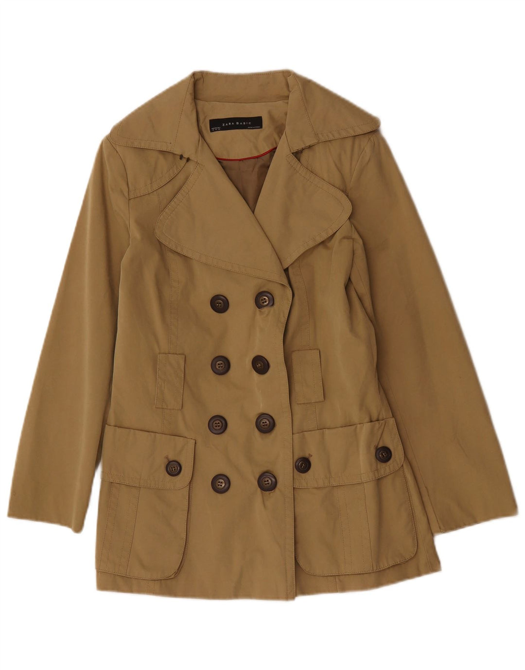 Женский тренч Zara UK 14, средний хаки