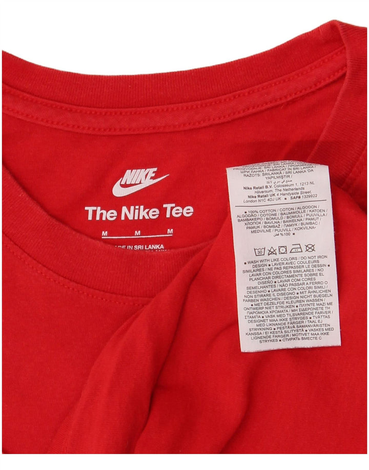 Мужская футболка с рисунком Nike, хлопковый топ среднего красного цвета