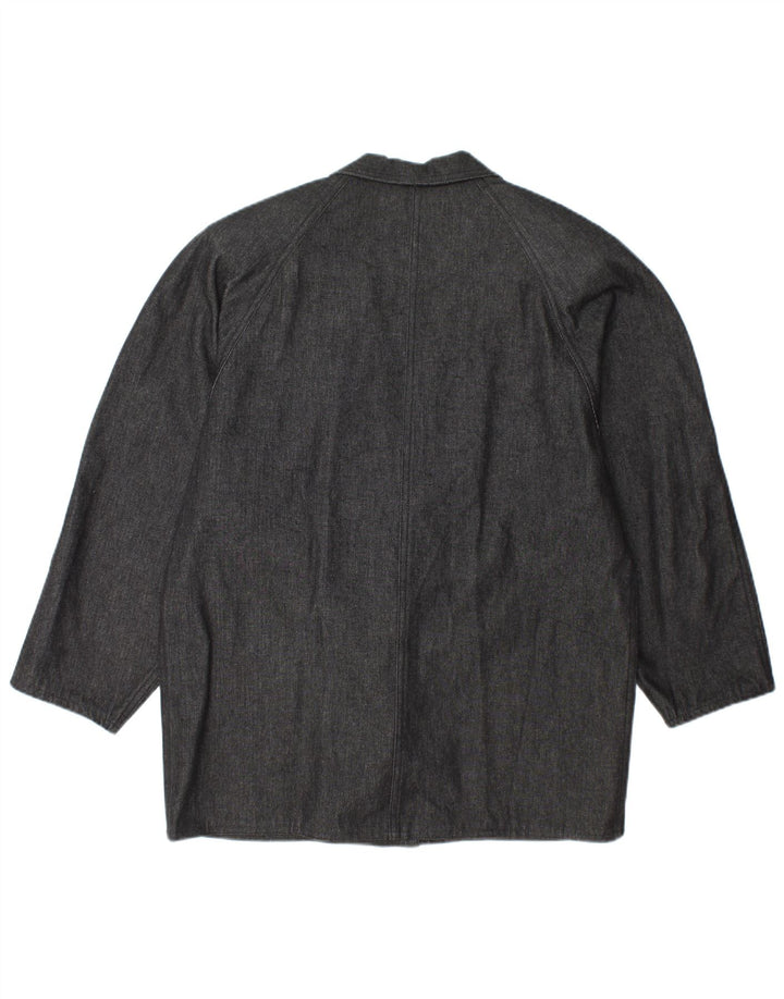 ВИНТАЖНЫЙ женский джинсовый пиджак на 1 пуговице, Великобритания 14, большой серый цвет