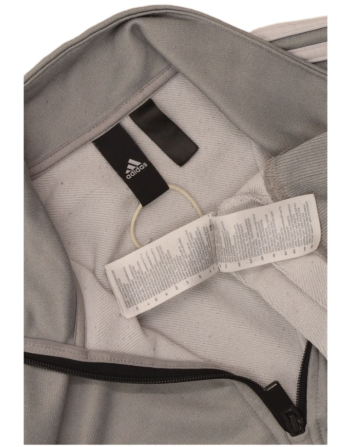 Мужской свитер Adidas с воротником на молнии, маленький серый полиэстер