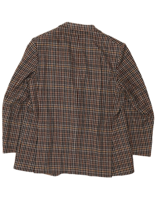 Vintage Mens 2 Button Blazer Jacket UK 40 Large Brown Houndstooth Cashmere