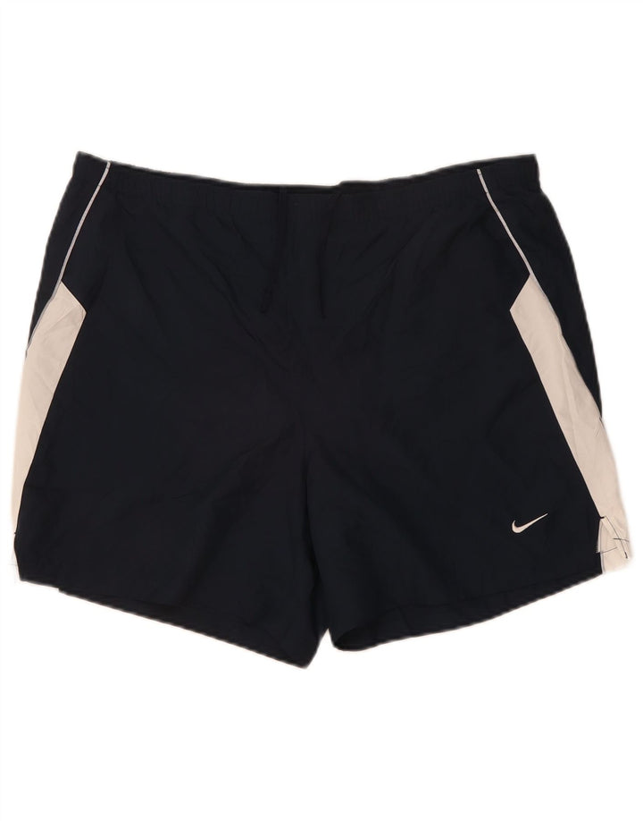 Мужские спортивные шорты Nike Dri Fit среднего размера, темно-синие, полиэстер с цветными блоками