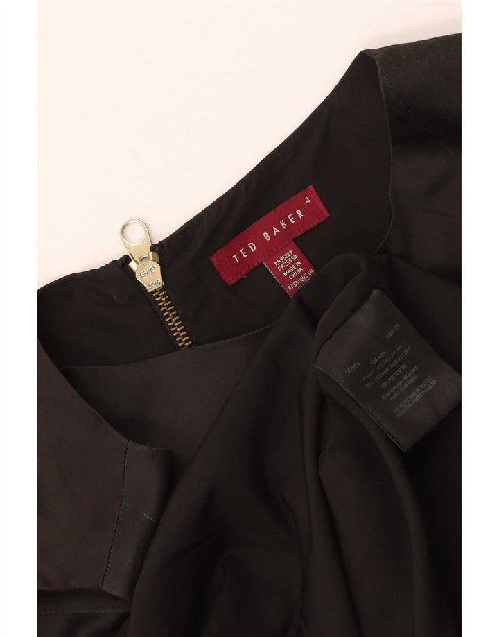 Женское платье прямого кроя с рисунком Ted Baker, размер 4, большое черное с цветными блоками и птицей