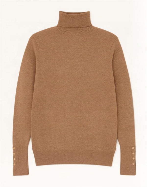 Zara Womens Roll Neck Jumper Sweater UK 14 Large Beige Viscose
