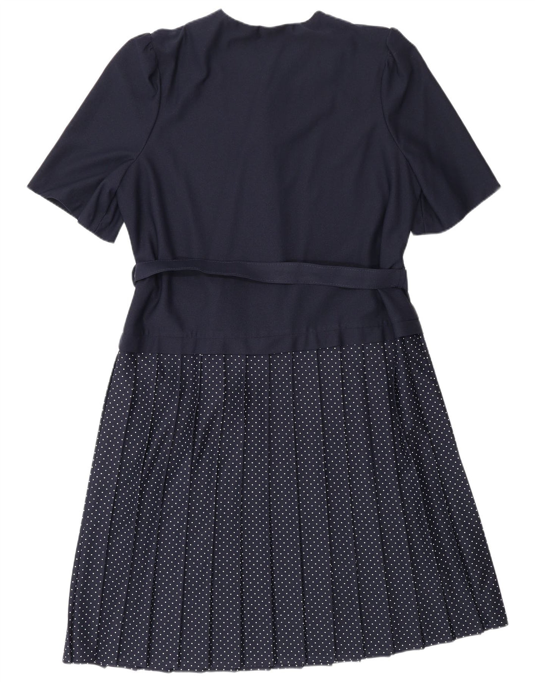 ВИНТАЖНОЕ женское платье А-силуэта UK 16, большой темно-синий полиэстер в крапинку