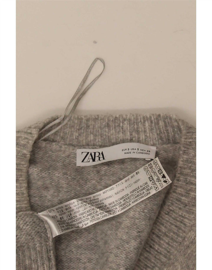Мужской джемпер с v-образным вырезом Zara, маленький серый акрил