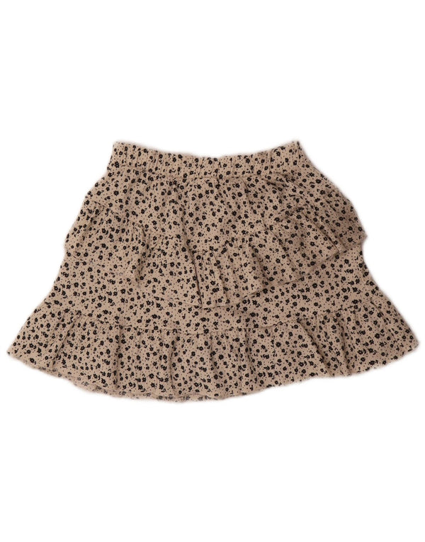 ZARA Girls Tiered Skirt 13-14 Years W26  Off White Floral Polyester