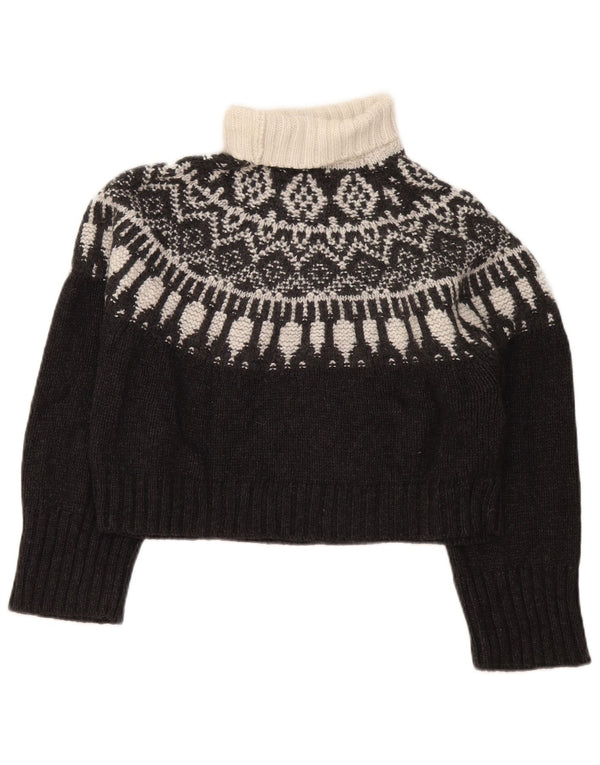 Женский укороченный джемпер с высоким воротником Massimo Dutti UK 6 XS Черный Fair Isle