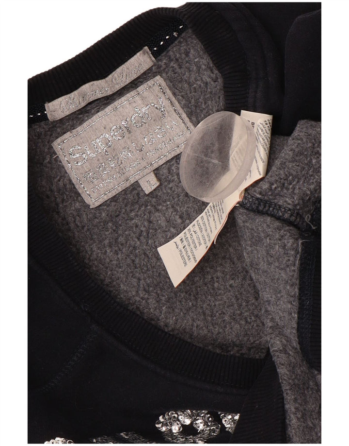 Женский укороченный свитшот для легкой атлетики SUPERDRY UK 16, большой темно-синий