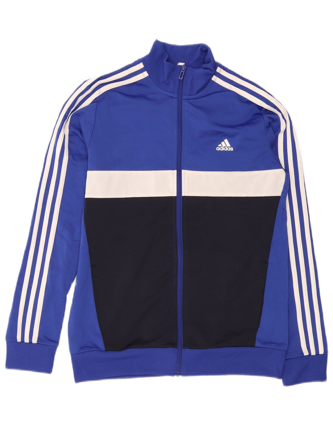 Спортивный костюм Adidas для мальчиков, верхняя куртка 13–14 лет, синяя, полиэстер с цветными блоками