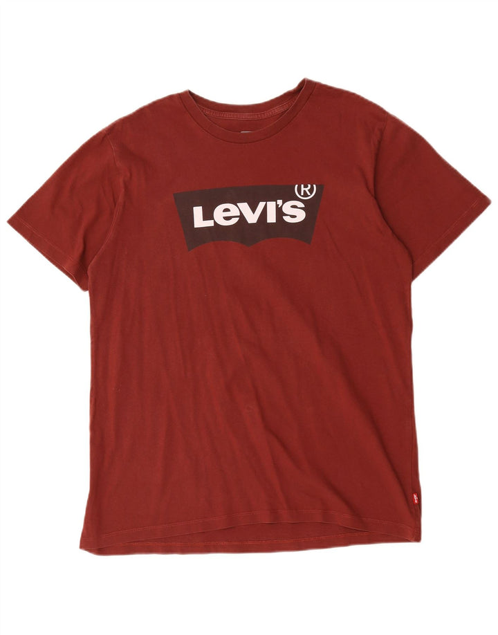 Мужская футболка с рисунком Levi's, топ среднего цвета, бордовый, хлопок