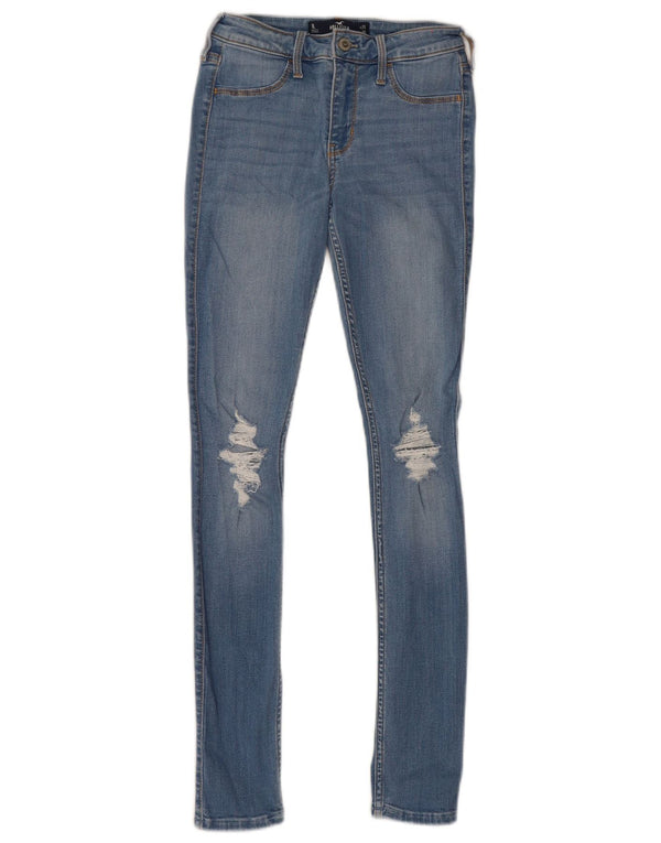 Женские леггинсы Hollister со средней посадкой, потертые джинсы скинни W25 L30 синие