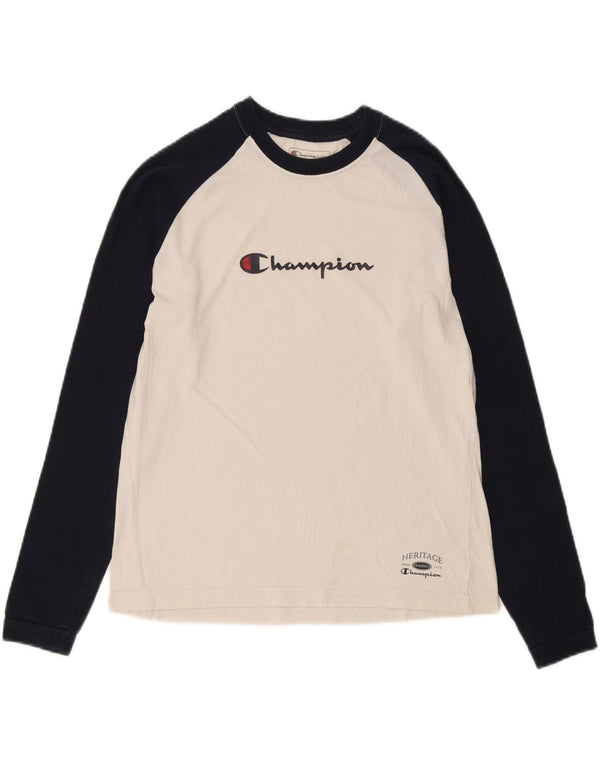 Мужской топ Champion Heritage с графическим рисунком и длинными рукавами, средний белый цвет с блоками