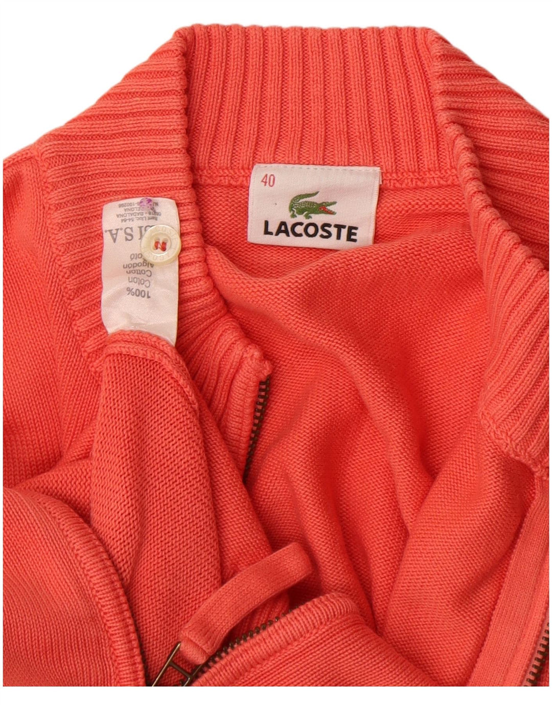 Женский кардиган Lacoste, размер 40, хлопковый средний оранжевый цвет