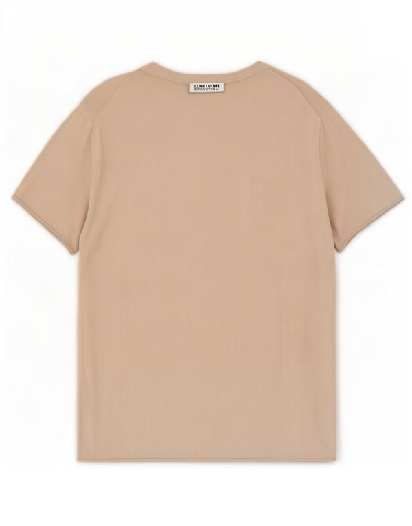 Женская футболка Zara Top UK 14, большой размер, бежевый хлопок