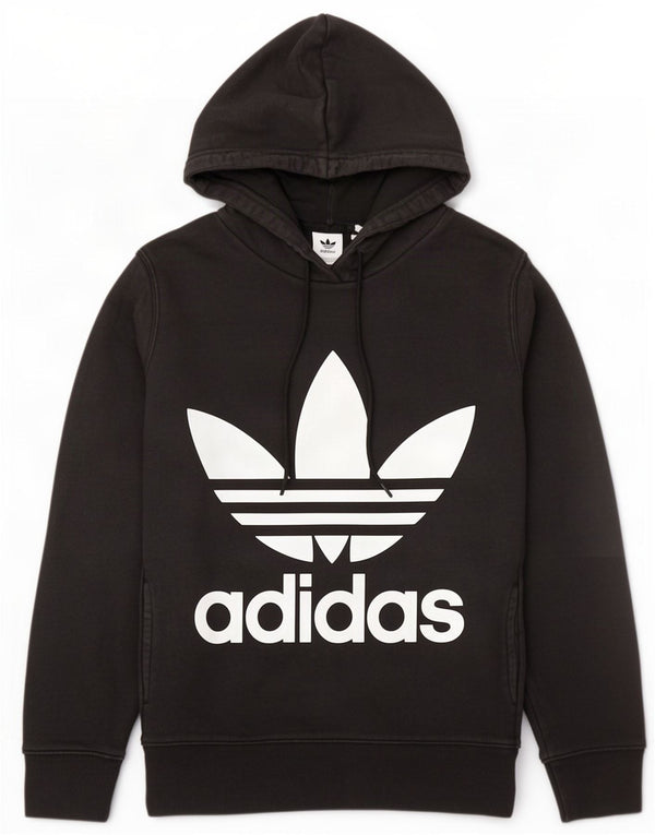 Женский джемпер с капюшоном Adidas Oversized с рисунком UK 10, маленький, черный, хлопок