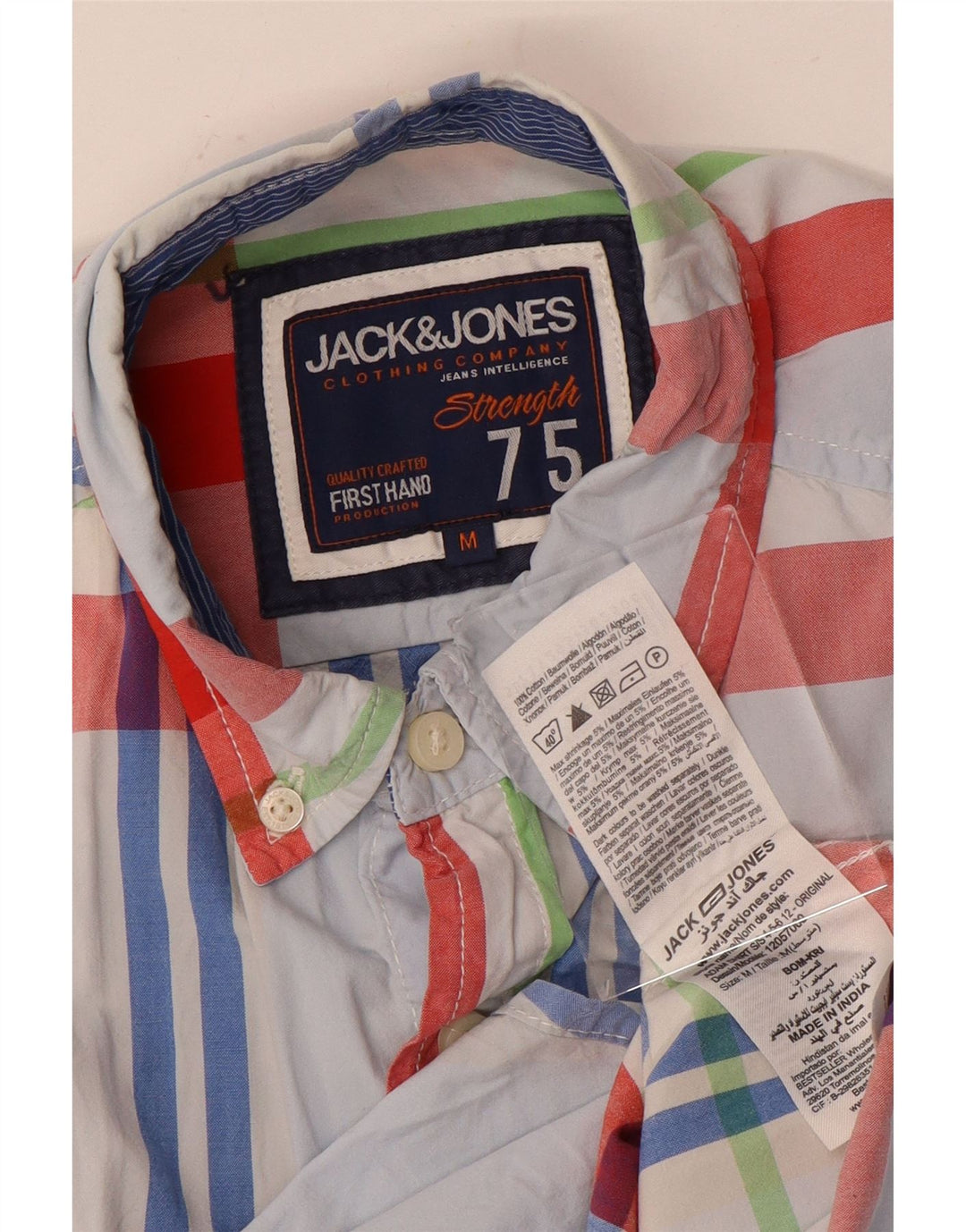 Мужская рубашка с коротким рукавом Jack & Jones в синюю клетку среднего размера