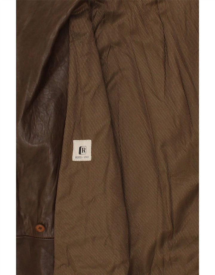 VINTAGE Womens Leather Coat IT 40 Small Brown Leather Vintage Vintage and Second-Hand Vintage from Messina Hembry 