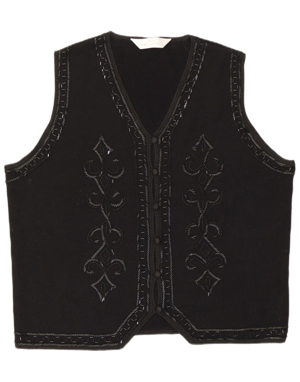 Женский жилет с рисунком Marks & Spencer UK 20 2XL, черный акрил