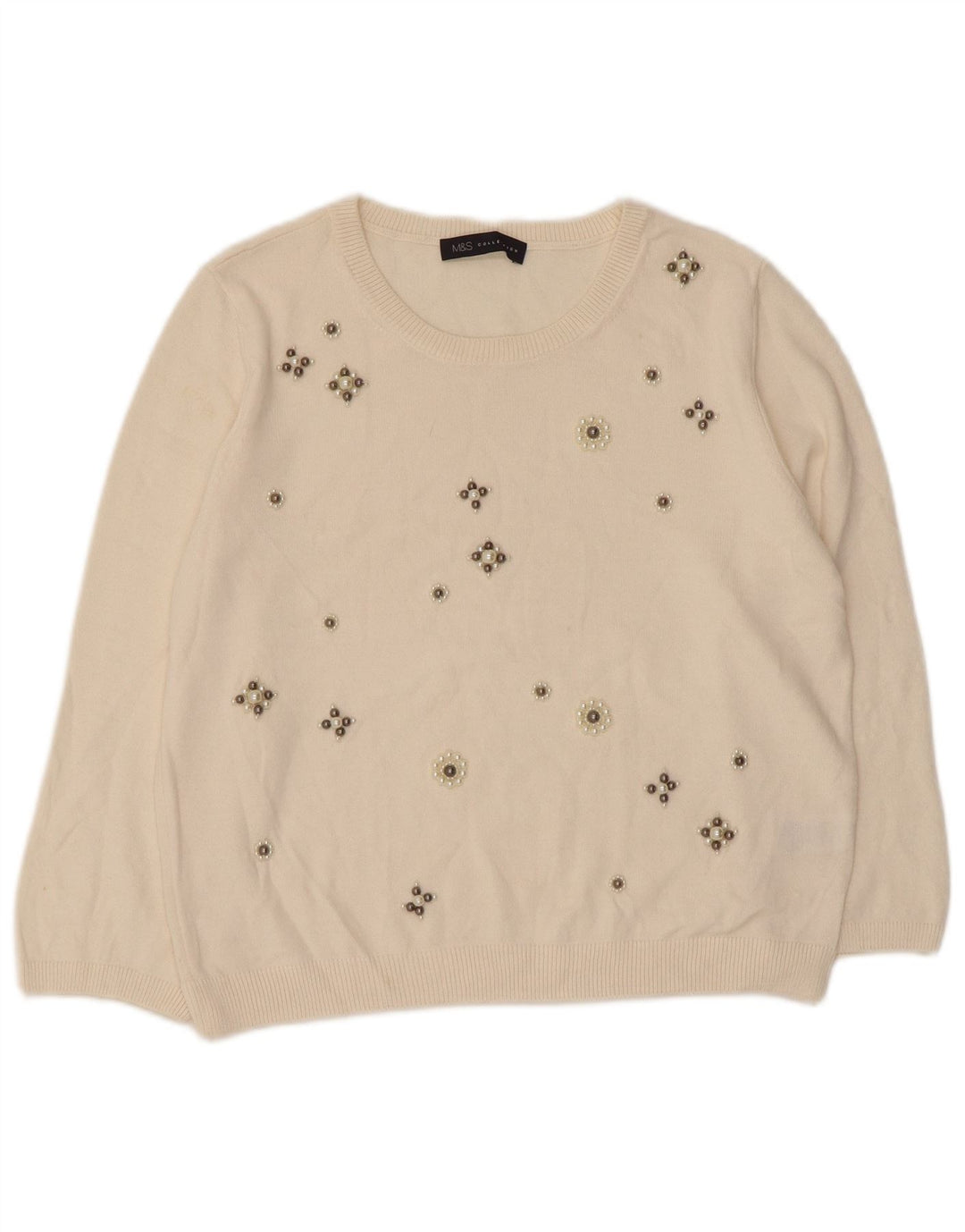 Женский джемпер с вырезом «лодочка» MARKS & SPENCER UK 14, большой Off White