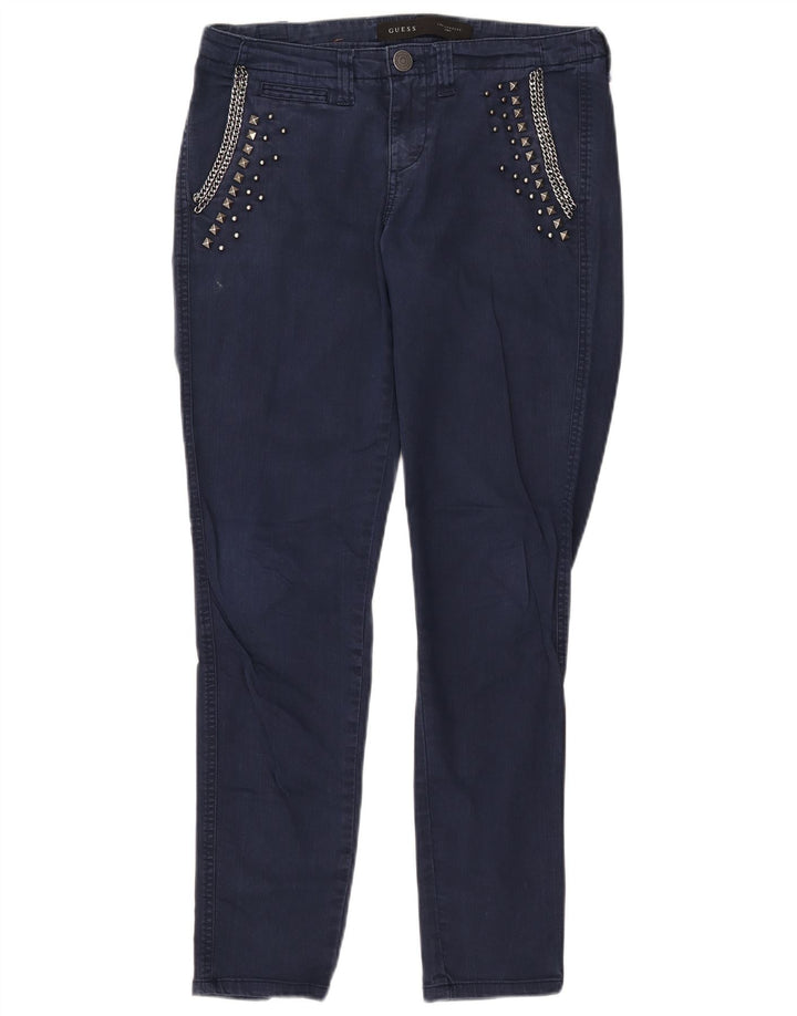 GUESS Женские узкие джинсы W27 L28 Темно-синие хлопковые