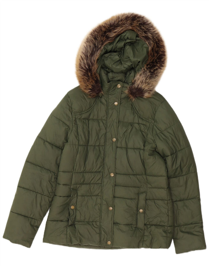 Женская утепленная куртка с капюшоном Barbour UK 12, средний зеленый полиэстер