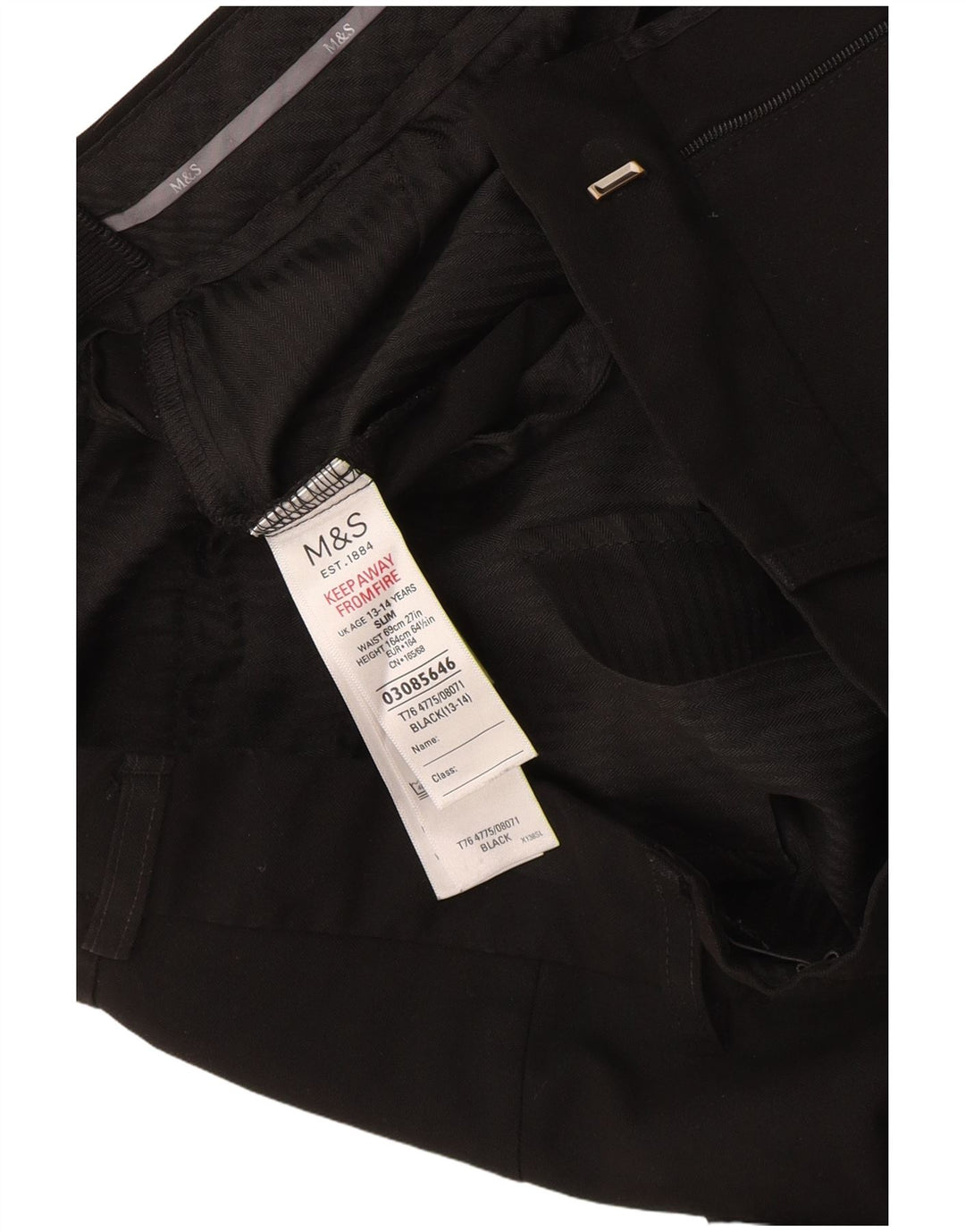 Узкие костюмные брюки Marks & Spencer для мальчиков 13–14 лет W30 L30, черный полиэстер