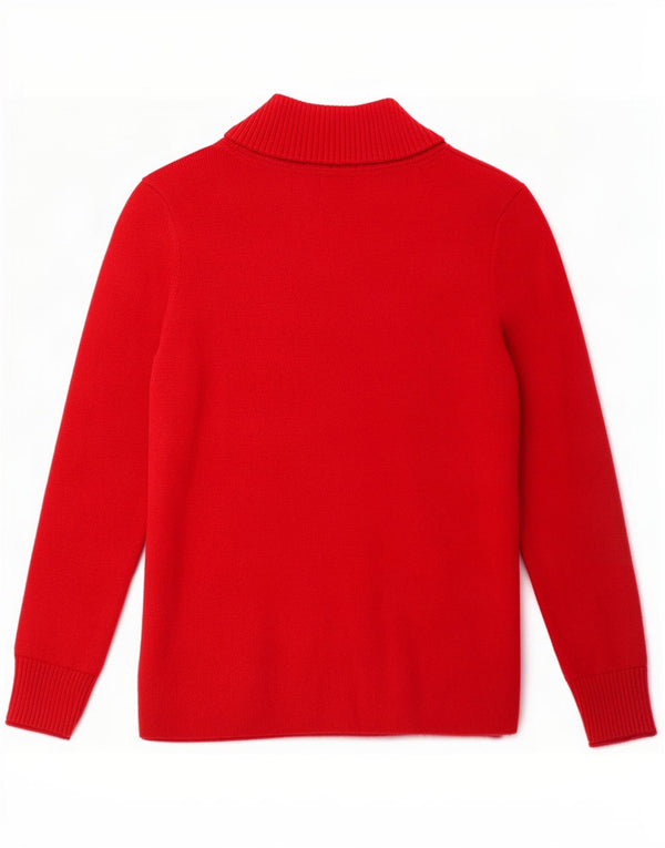 Eddie Bauer Womens V-Neck Jumper Sweater UK 14 Large Red Cotton