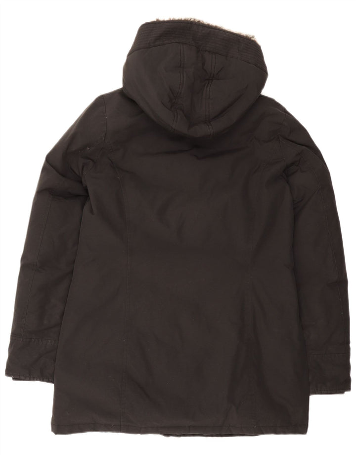 Женская стеганая куртка Woolrich с капюшоном UK 14, средний черный хлопок