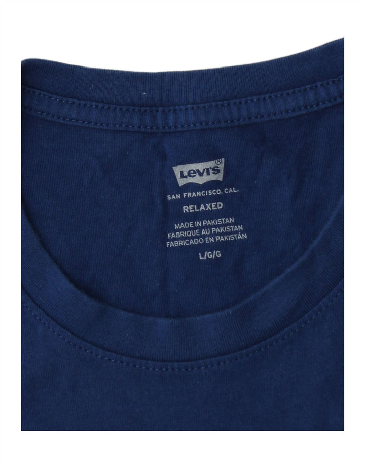 Мужская футболка свободного покроя с рисунком LEVI'S, большая, темно-синяя