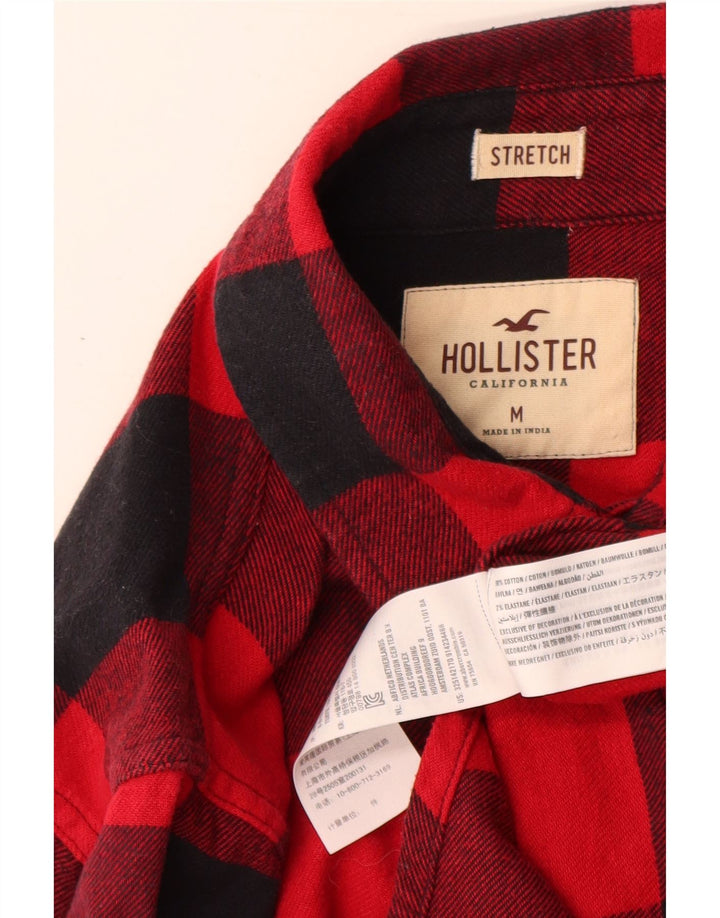 Мужская фланелевая рубашка Hollister среднего красного цвета в мелкую клетку, хлопок