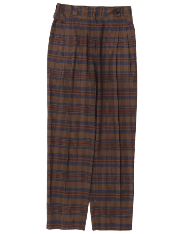 ВИНТАЖНЫЕ женские брюки чинос с высокой талией IT 44 Medium W26 L29 Коричневая клетка