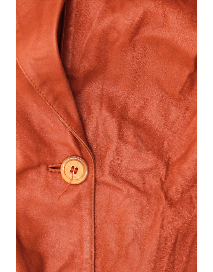 ELEGANCE PARIS Женский пиджак на 2 пуговицах UK 20 2XL Коричневый кожаный пиджак