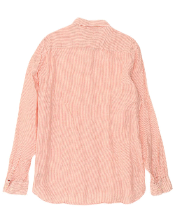 Мужская рубашка узкого кроя Tommy Hilfiger XL из льна в розовую полоску