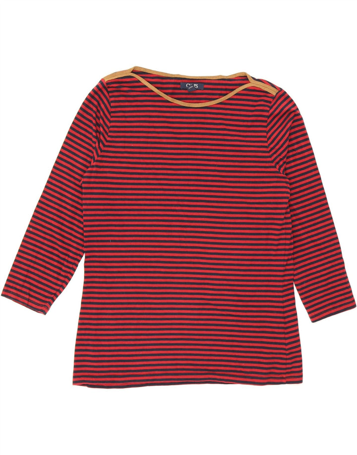 CHAPS Womens Top 3/4 Sleeve UK 14 Large Red Striped Cotton Vintage Chaps and Second-Hand Chaps from Messina Hembry 