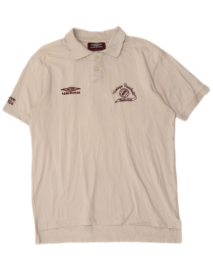 Мужская рубашка поло с рисунком Umbro, большая белая хлопковая ткань