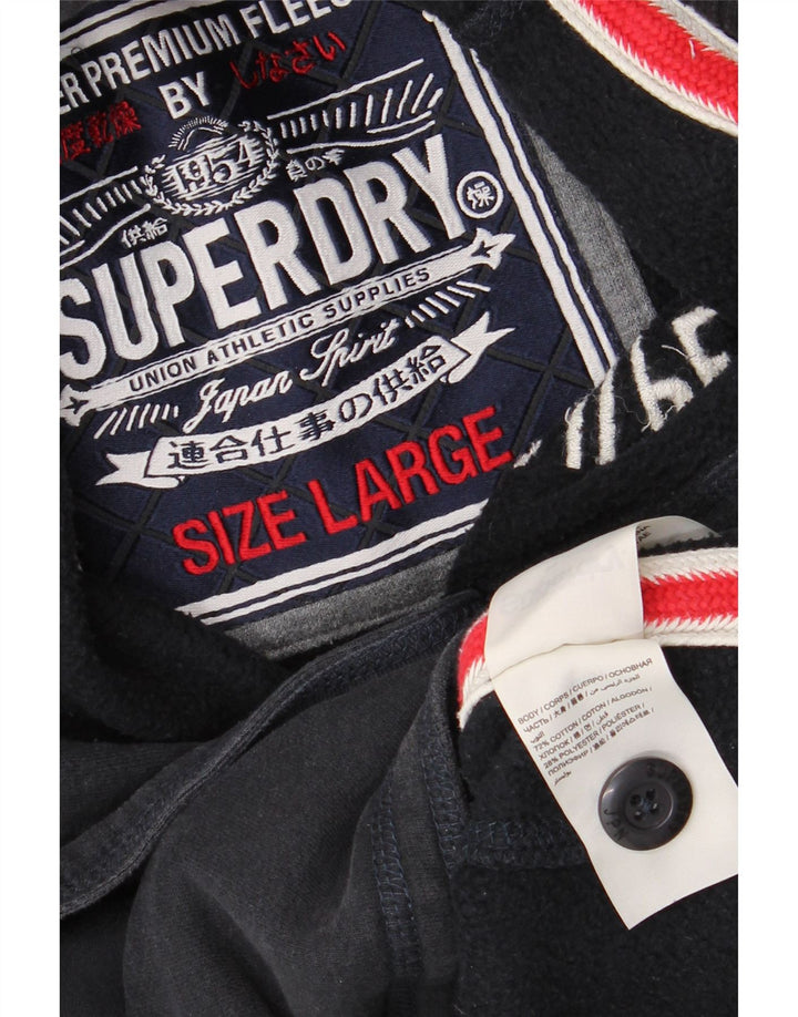 Мужской свитшот на пуговицах с рисунком Superdry, большой темно-синий хлопковый джемпер