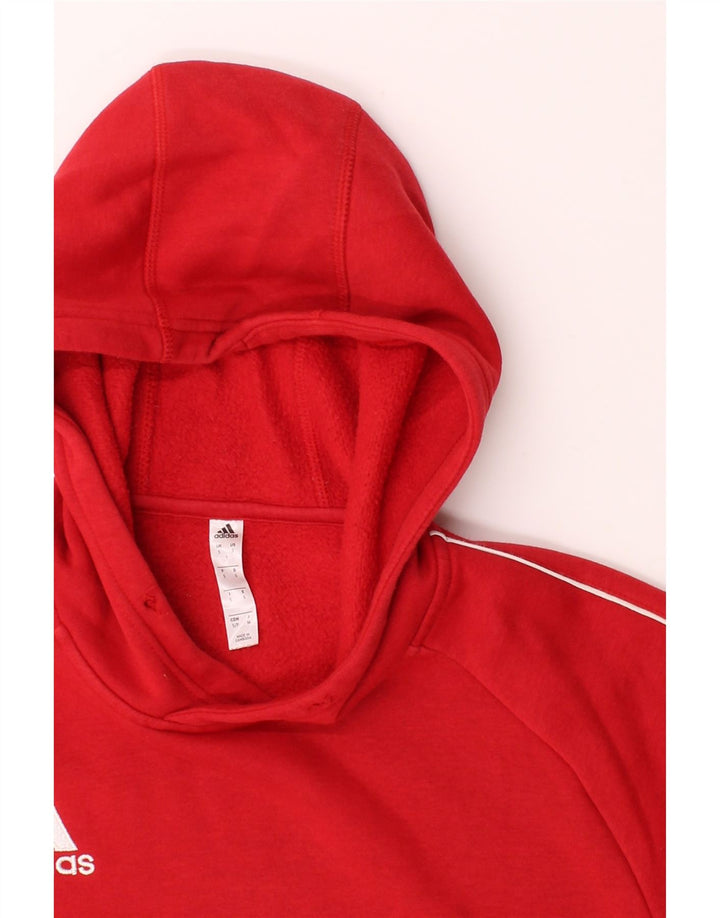 ADIDAS Mens Hoodie Jumper Small Red Cotton Vintage Adidas and Second-Hand Adidas from Messina Hembry 