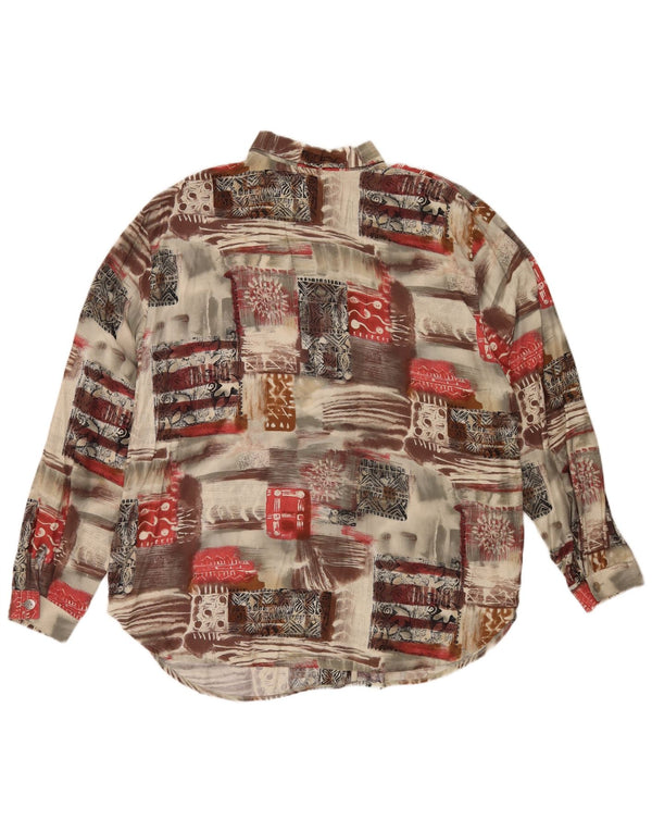 Винтажная женская блузка-рубашка оверсайз IT 48 XL Разноцветный пэчворк