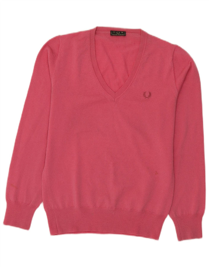 Женский джемпер с v-образным вырезом Fred Perry UK 12, средний розовый