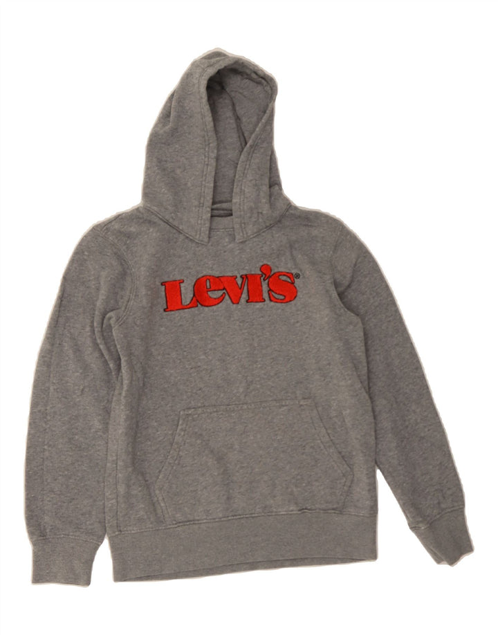 LEVI'S Boys Graphic Hoodie Jumper 10-11 Years Medium Grey Cotton Vintage Levi's and Second-Hand Levi's from Messina Hembry 