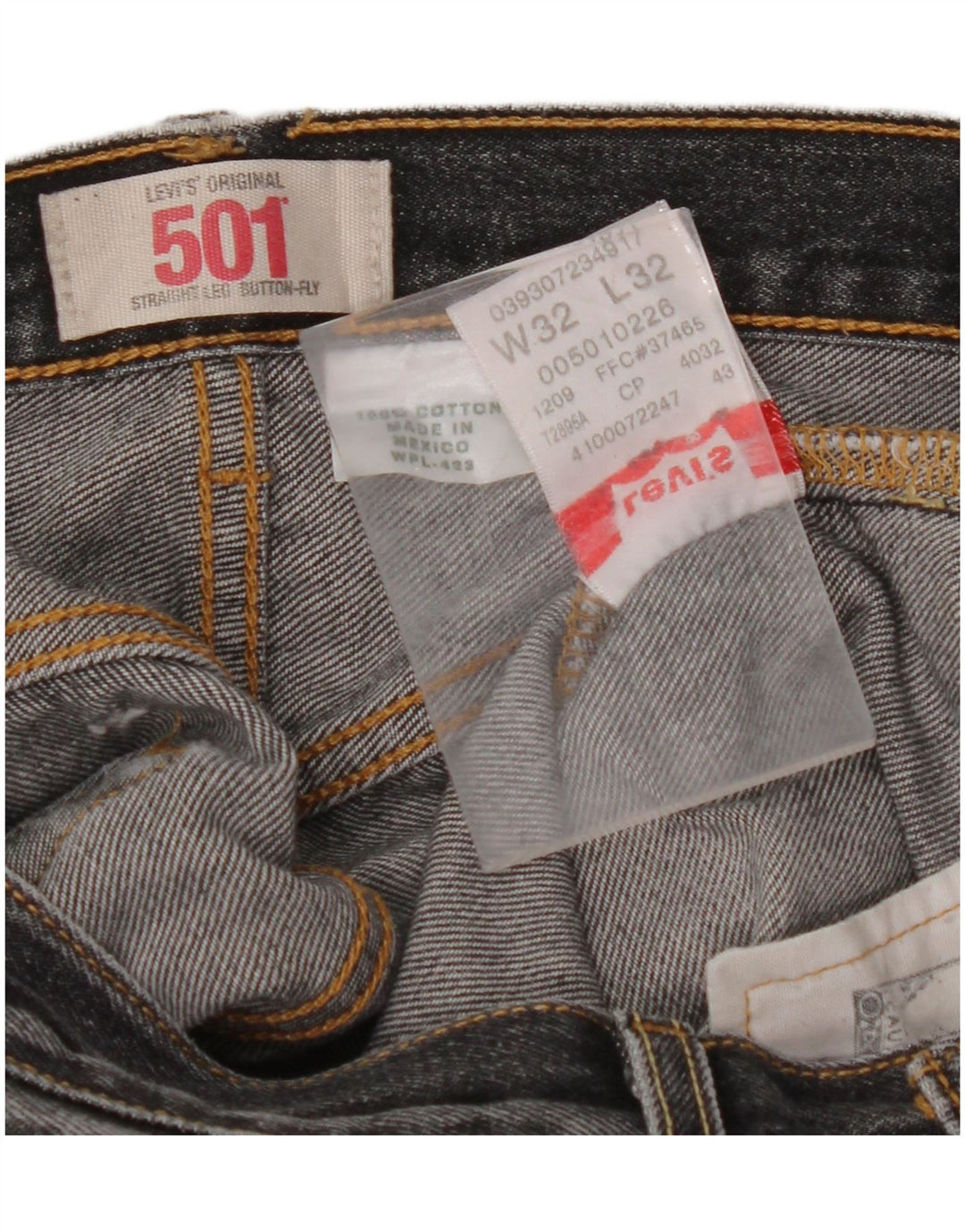 Мужские прямые джинсы LEVI'S 501 W32 L32, черный хлопок