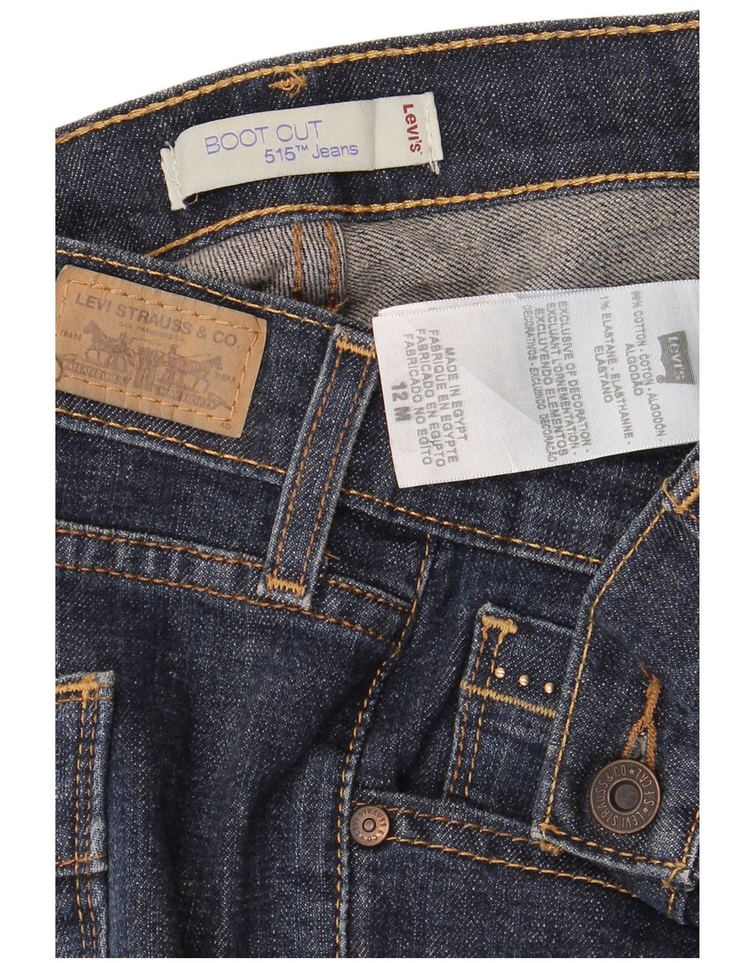 Женские джинсы LEVI'S 515 Bootcut США 12, большие W34 L32, темно-синие, хлопок