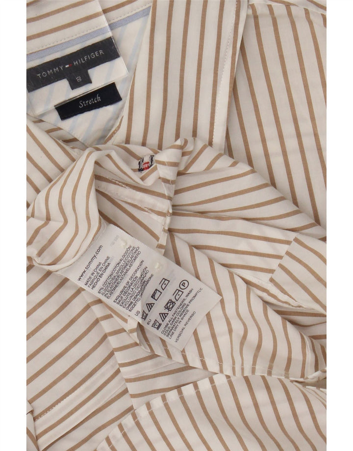 Женская рубашка стрейч Tommy Hilfiger US 8, хлопок в бежевую полоску среднего размера