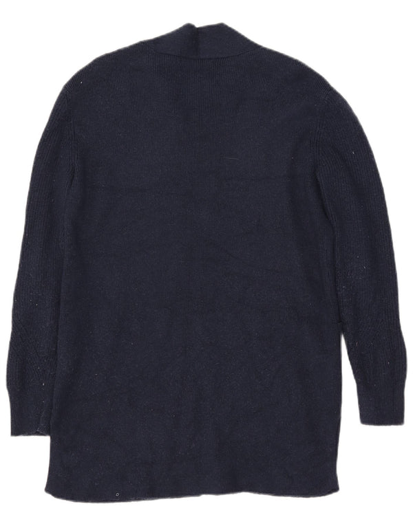 Marks & Spencer Womens Longline Open Cardigan Sweater UK 10 Small Navy Blue