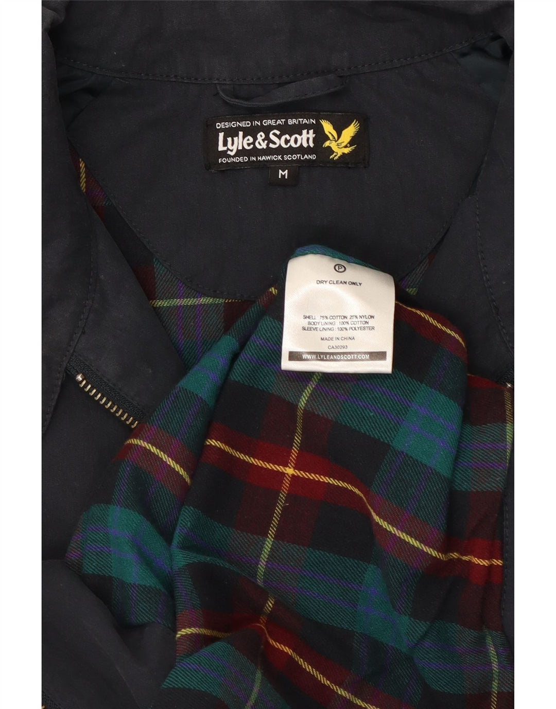 Мужской бомбер Lyle & Scott UK 38, средний темно-синий, хлопок