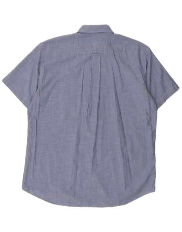 LACOSTE Мужская рубашка с коротким рукавом, размер 40, средний синий хлопок