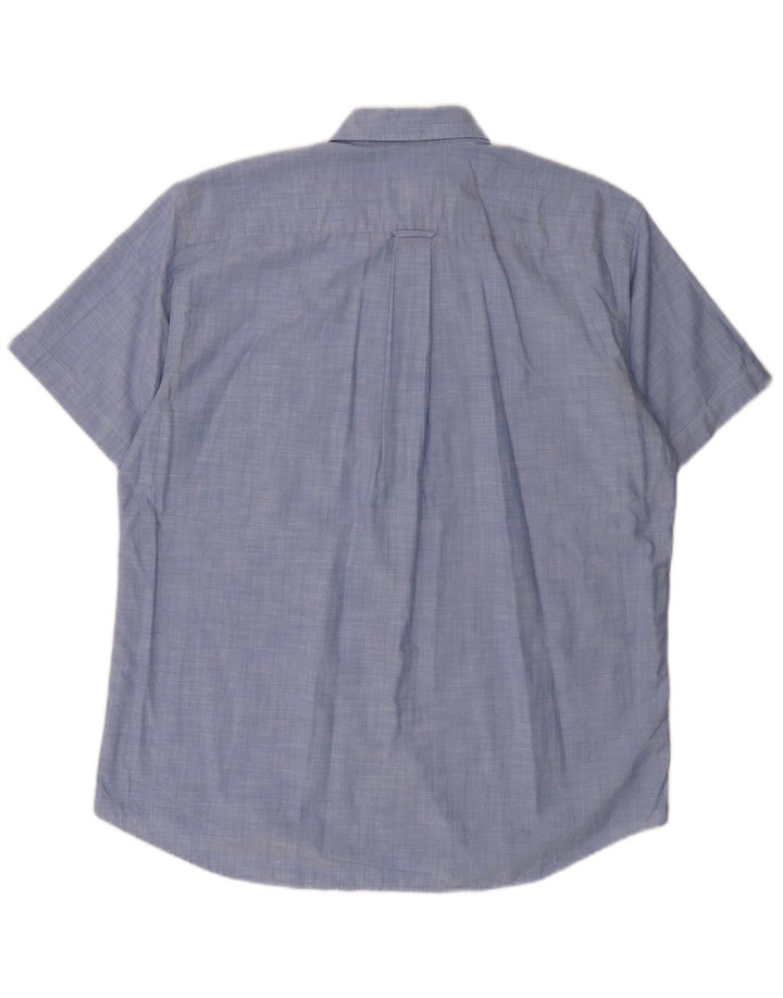 LACOSTE Мужская рубашка с коротким рукавом, размер 40, средний синий хлопок