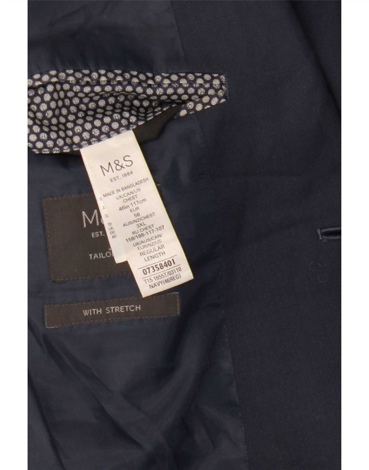 Мужской пиджак Marks & Spencer с 2 пуговицами, Великобритания 46, 3XL, темно-синий, полиэстер